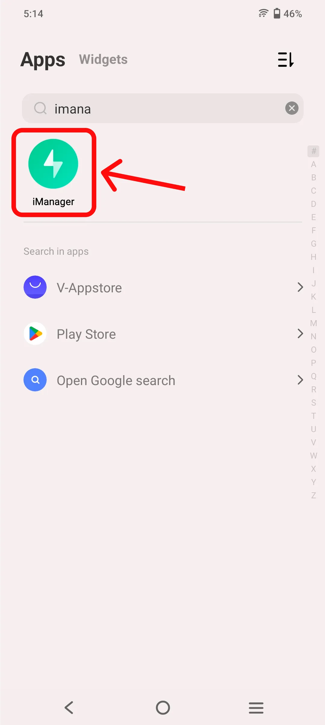 Search for and open the iManager app.